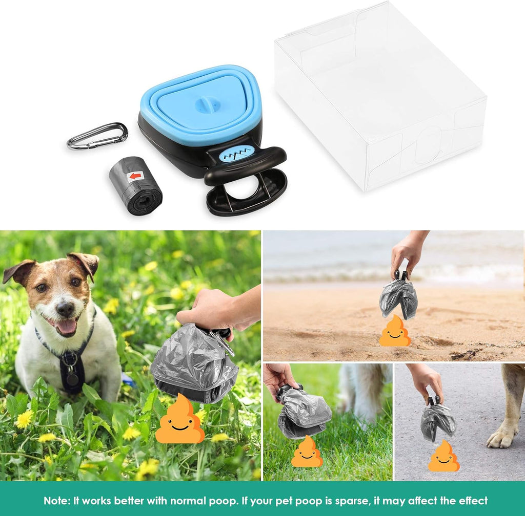 Poop Scooper, New Version Portable Dog Poop Scooper Dog Waste Cleaner, Sanitary Dog Waste Pick Up, Pet Pooper Scooper with Bag Dispenser, Blue