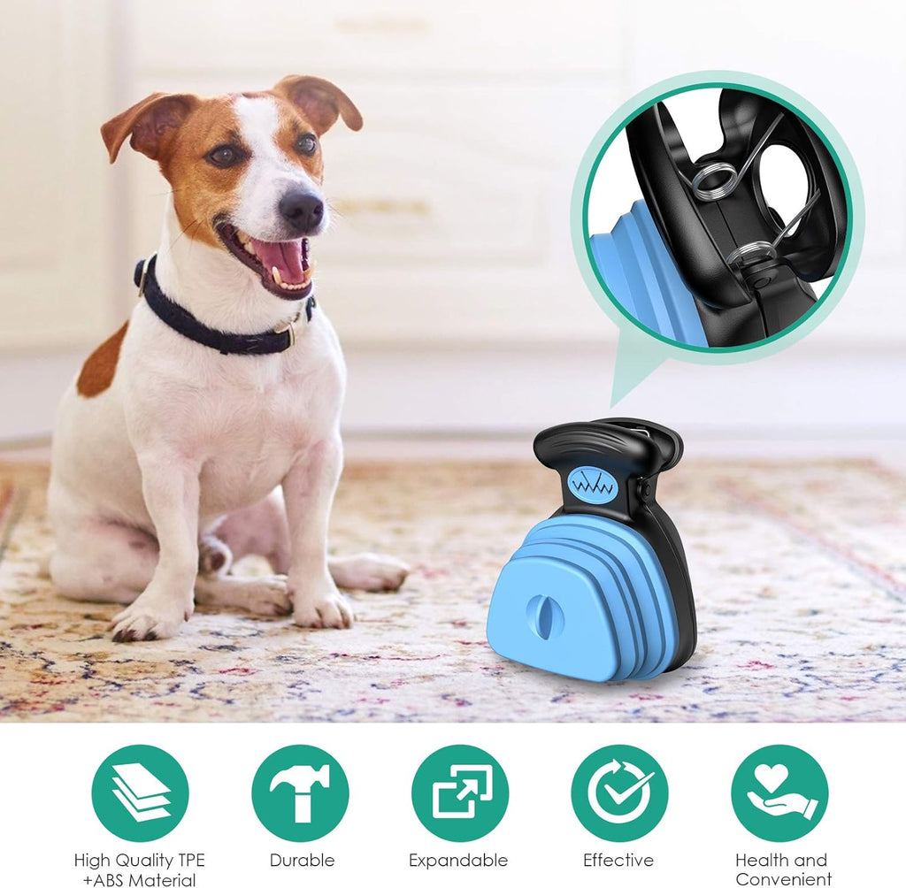 Poop Scooper, New Version Portable Dog Poop Scooper Dog Waste Cleaner, Sanitary Dog Waste Pick Up, Pet Pooper Scooper with Bag Dispenser, Blue